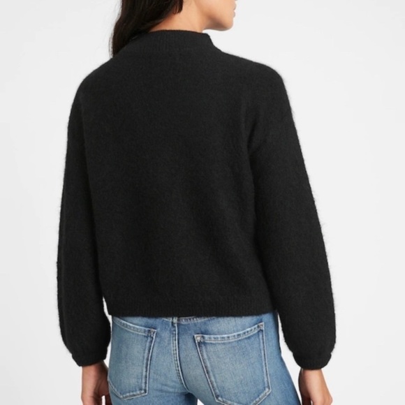 BANANA REPUBLIC‎ balloon sleeves Wool Alpaca Blend Black Mock Neck Sweater XS - Picture 7 of 12